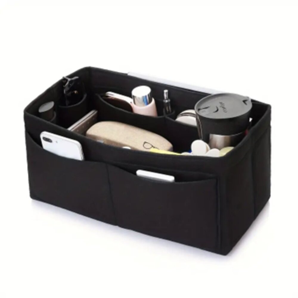Insert/Organizer- Felt For Designer Handbags/Totes -Black Style 4 - NWT